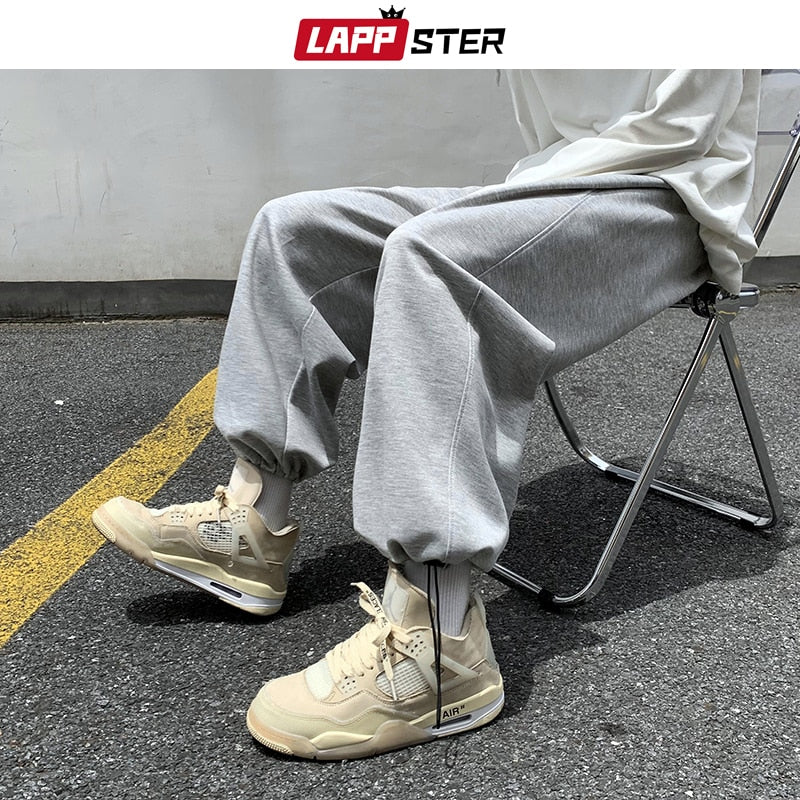 Men Japanese Streetwear Solid Baggy Joggers Pants Man