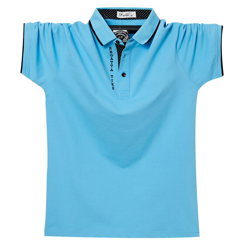 Men Polo Shirt Summer Breathable Cotton Letter Embroidery Men Short Top Tees