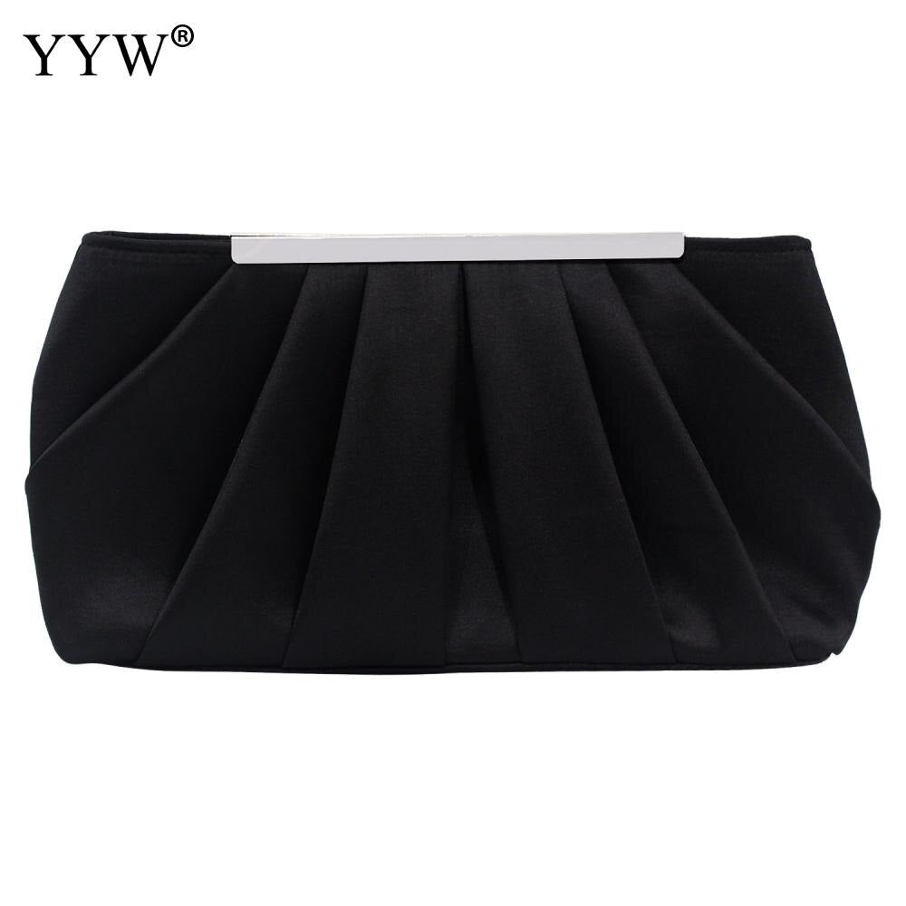 Solid Silk Satin Evening Bag Women Elegant Ruched Clutch Bags Wedding Bride