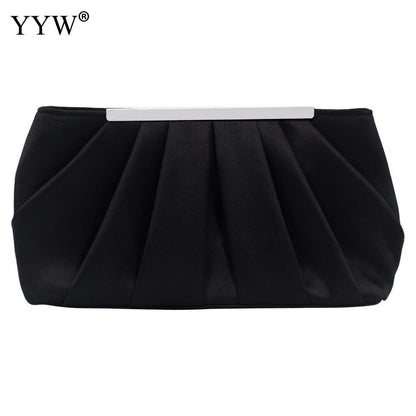 Solid Silk Satin Evening Bag Women Elegant Ruched Clutch Bags Wedding Bride