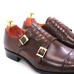 Size 47 Size 13 Mens Dress Shoes Genuine Leather Double Buckle Monk Strap Men