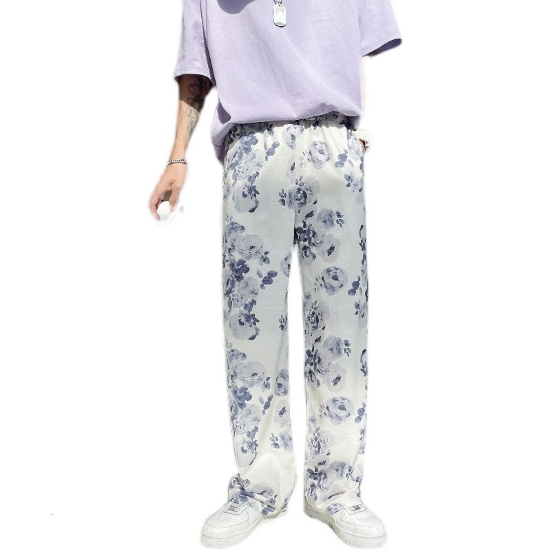 Spring Summer Flower Pants Men Fashion Printed Casual Pants Men