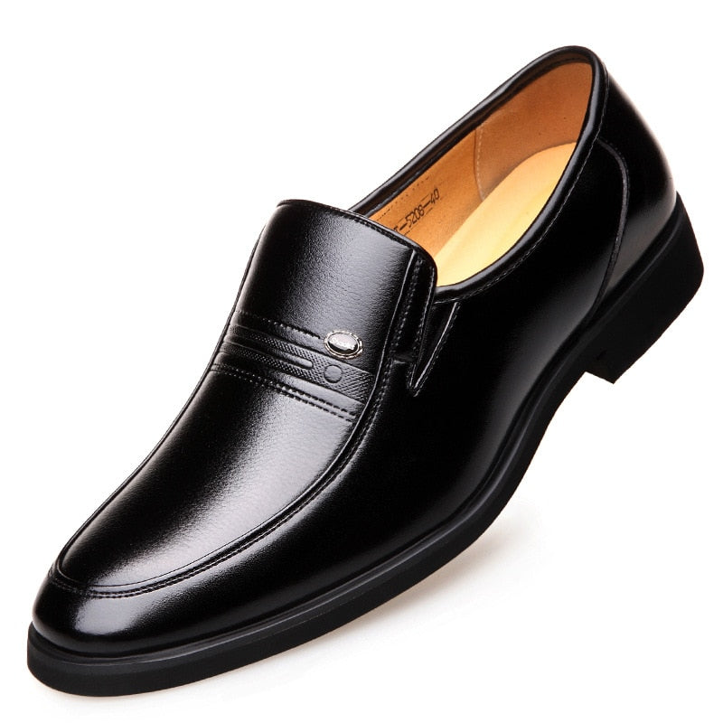 Men Summer Leather Shoes Pointed Toe Quality Black Microfiber Leather