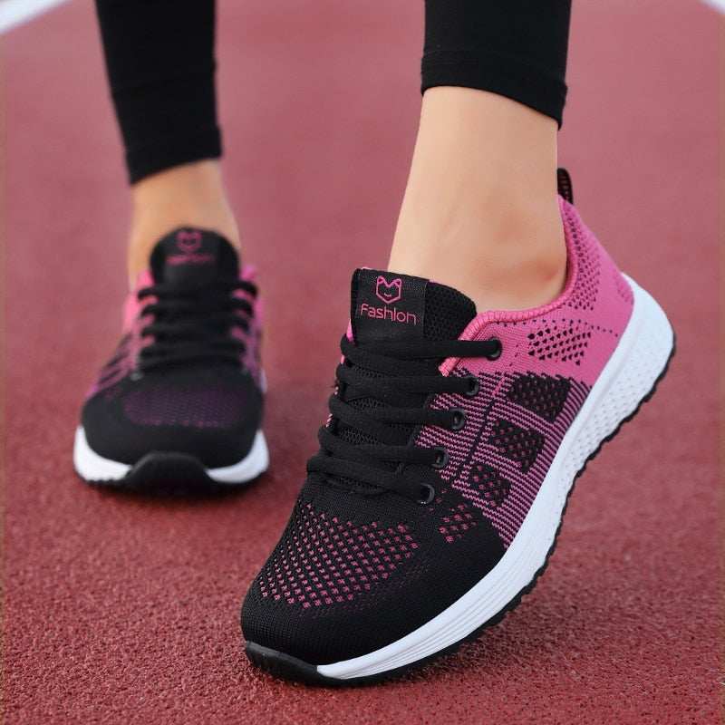 Women Shoes Flats Fashion Casual Ladies Walking Basket Lace-Up Mesh Breathable