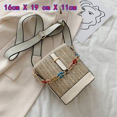 Small Straw Bucket Bags For Women Summer Crossbody Bags Lady Travel