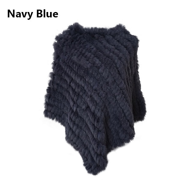 Real Fur Knitted Natural Fur Poncho Vest Fashion Wrap Coat Shawl