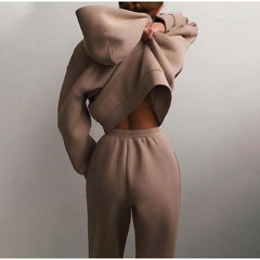 Women Tracksuit Suit Autumn Fashion Warm Hoodie Sweatshirts Two Pieces