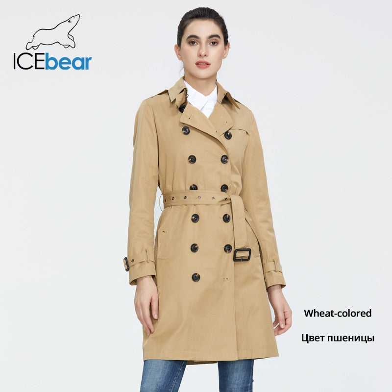Women Autumn lapel windbreaker fashion double breasted