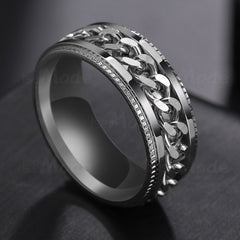 Cool Stainless Steel Rotatable Men Couple Ring High Quality Spinner Chain Rotable