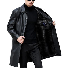 Trench Coats Men Leather Trench Coat Casaco Masculino X-Long Trench Jackets