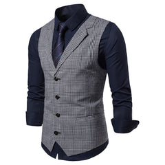 Mens Suit Vest Fashion Slim Fit Thin Plaid Men Waistcoat Tops Slim Business Vest