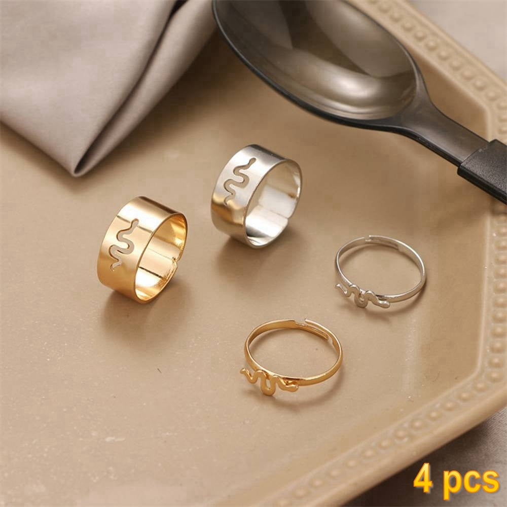 Trendy Gold Butterfly Rings For Women Men Lover Couple Rings Set