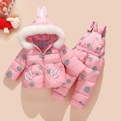 Russian Winter Suit for Children Baby Girl Down Jacket and Pants