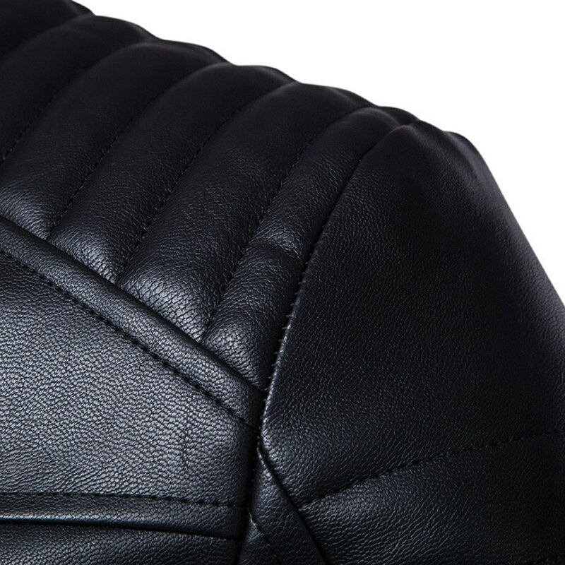 Mens Bomber Jackets Fashion Men Faux Leather Coat Zipper Overcoat