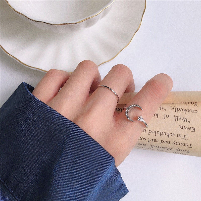 Punk Metal Geometry Circular Punk Rings Set Opening Index Finger