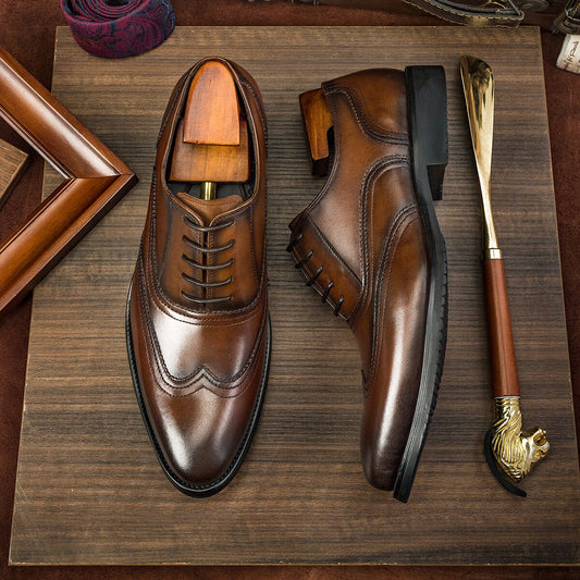 Luxury Handmade Oxfords High Quality Men Shoes Genuine Leather