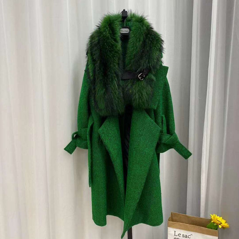 Women Coat Autumn And Winter Natural Fox Collar Removable Real Fur Jacket