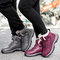 Nine o'clock Winter Couple Casual Boots Stylish Leather High-top Sneaker