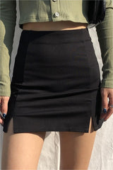 Skirts Women Black Split Office Ladies   High Waist Elegant Slim Mini Skirt Student