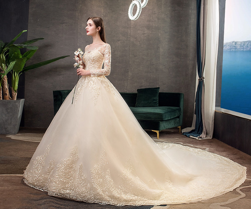 White Bridesmaid Dresses: White Ivory Champagne Wedding Dresses With Sleeve Illusion