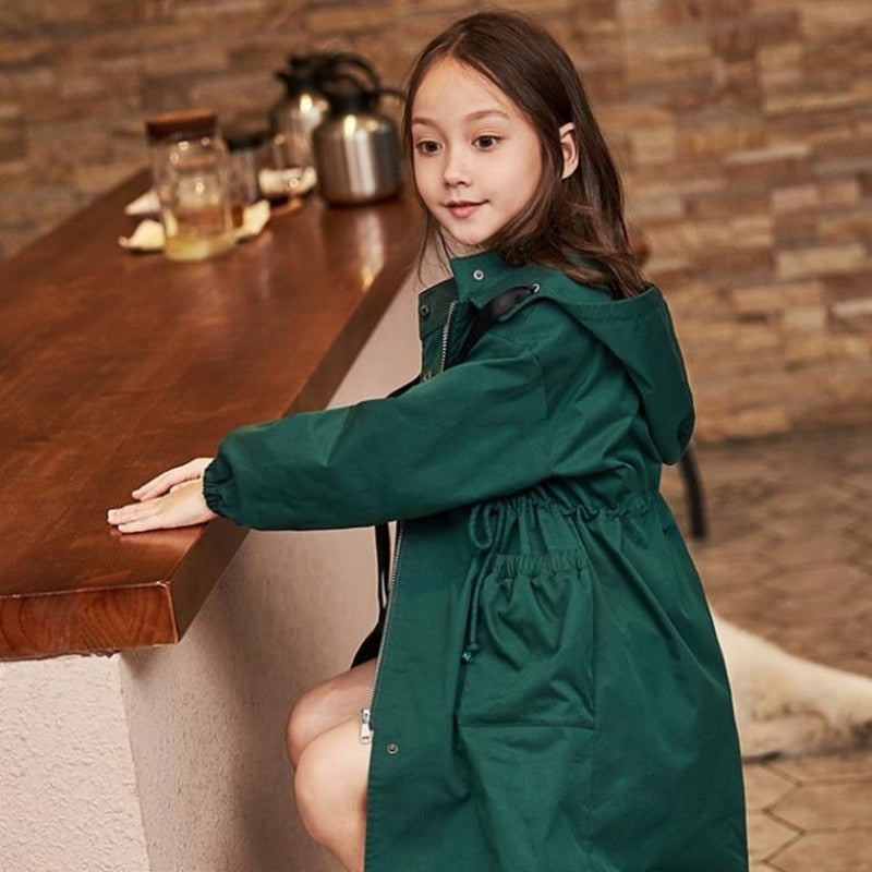 Teenage Girls Trench Coat Add cotton Hooded Fashion winter Outdoors Double