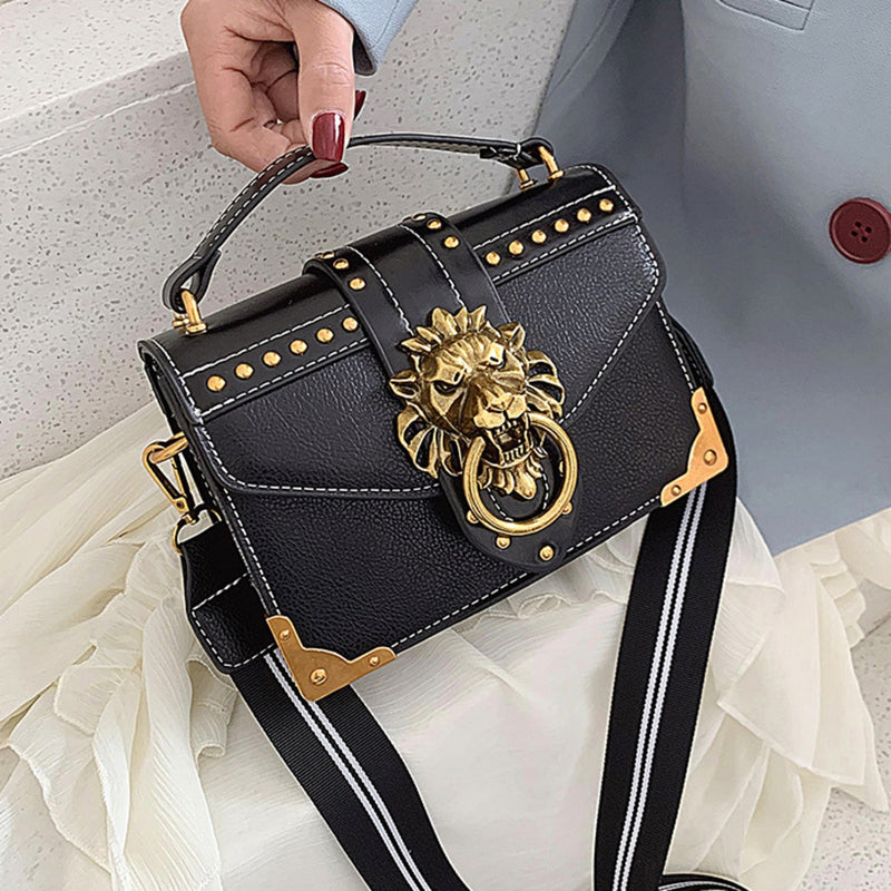 Female Fashion Handbags Luxury Girls Crossbody Bags Tote Woman Metal Lion