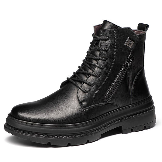 Real Wool Men Boots Genuine Leather Winter Spring Platform