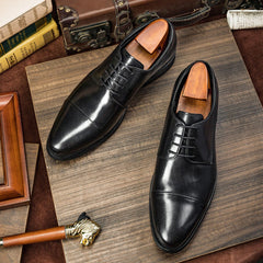 Handmade Luxury Genuine Leather Men Derby Dress Shoes For Wedding