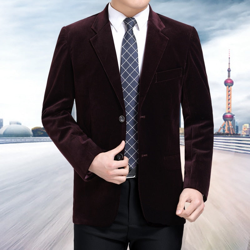 middle aged men's business casual suit high end corduroy suit jacket