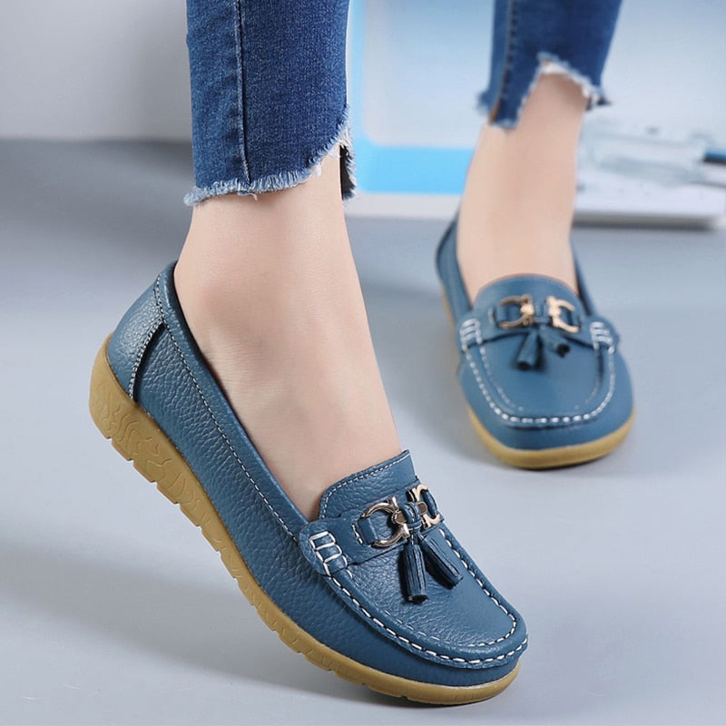 Women Shoes Spring Autumn Cow Leather Flats Women Footwear