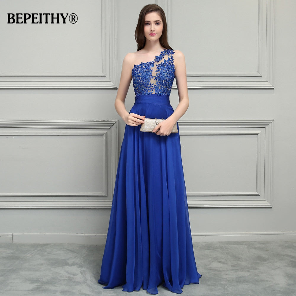 Homecoming Dresses: Long Prom Dresses One Shoulder Lace Vintage Evening Dress