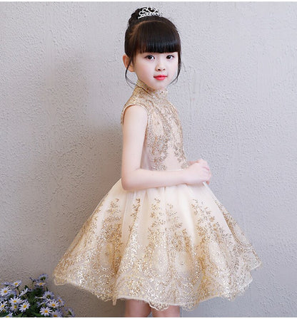 Dress Party Kids Pageant Gown Princess Wedding Dress Sleeveless