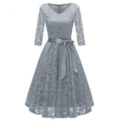 Homecoming Dresses: V-neck Bow Lace Short Bridesmaid Dresses wedding party dress