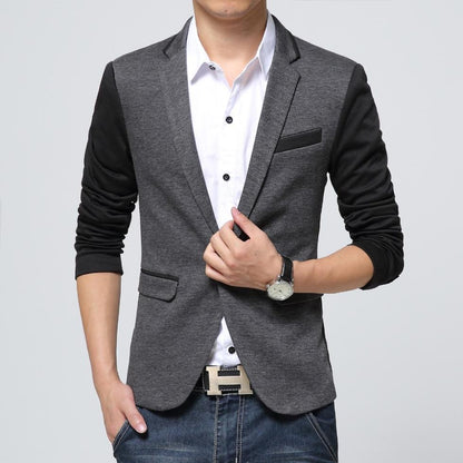 Slim Fit Casual jacket Cotton Men Blazer Jacket Single Button Gray Mens Suit