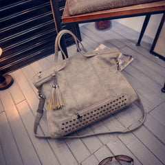 Fashion Rivet Women Handbags High Quality Nubuck Leather Ladies Hand Bags