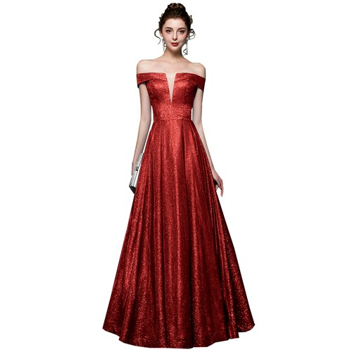 Evening wear Dresses: V-Neck A Line Long Evening Dresses Party