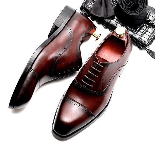 Sipriks Mens Burgundy Leather Oxfords Casual Men Church Shoes Boss