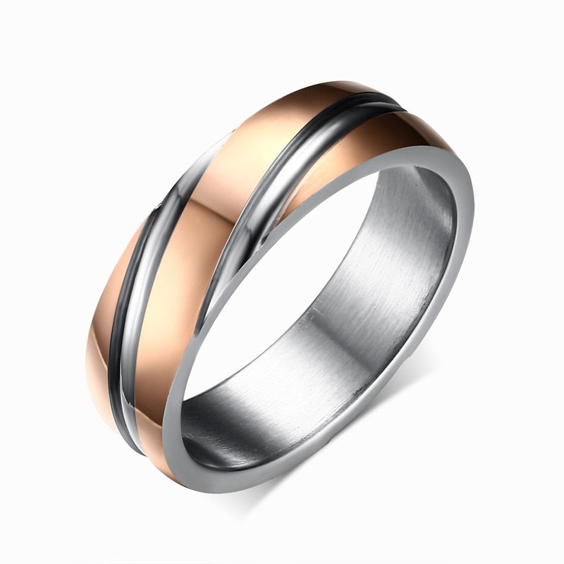 Wedding Ring for Women Men Stainless Steel Black Rose Gold Color