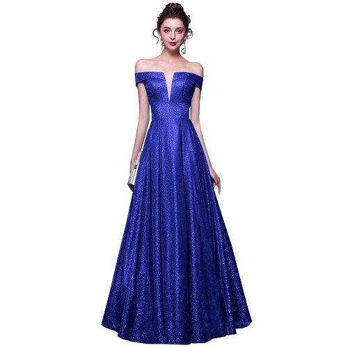 Evening wear Dresses: V-Neck A Line Long Evening Dresses Party