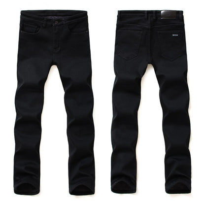 Men Warm Slim Jeans Elasticity Skinny Black Jeans