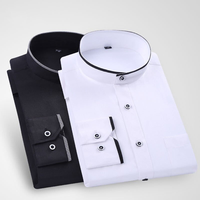 Fashion Stand Collar Long Sleeve Slim Fit soft comfortable men dress shirts