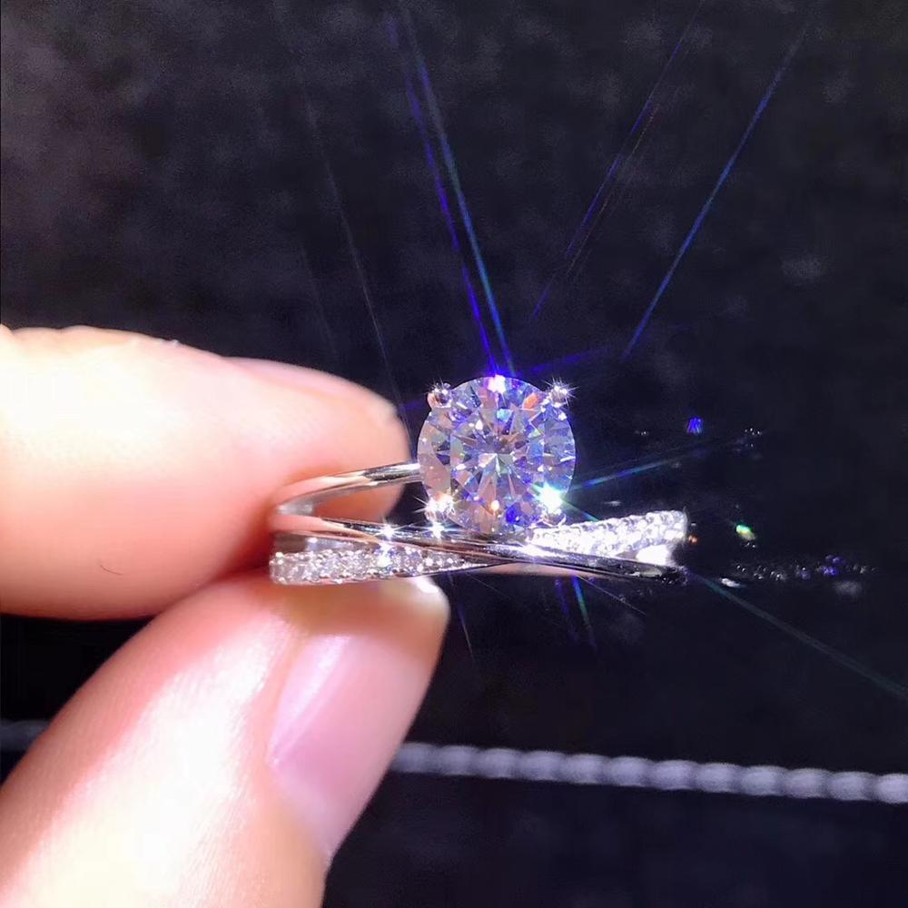 Poetry Of Jew Store Round Silver Moissanite Ring 1ct D VVS Luxury Moissanite