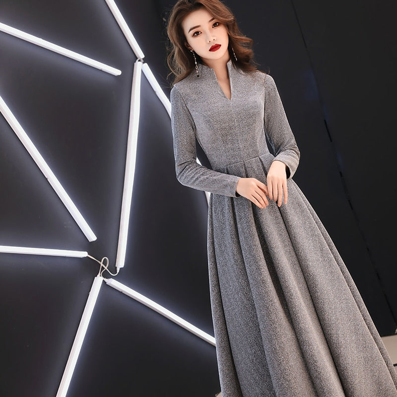 Evening wear Dresses: Women Long Sleeve Evening Gowns Celebrity Dress