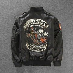 Stockriders Motorcycle Luxury Bomber Trench Jackets Men Big Size Baseball Skull