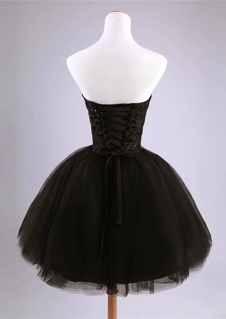 Homecoming Dresses: Women Black Wedding Party Dress Female Graduation Dance