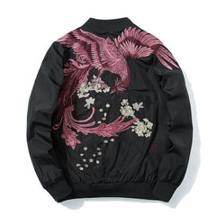 Spring Pilot Bomber Jacket  Men Women Bird Embroidery Baseball Jacket