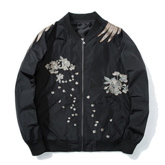 Spring Pilot Bomber Jacket  Men Women Bird Embroidery Baseball Jacket