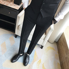 Men Suit Pants Solid Color Casual Business Dress Pants Slim