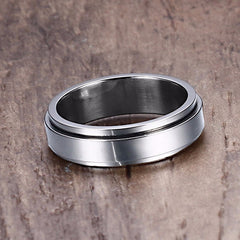 Vnox 6/8mm Spinner Ring for Men Stress Release Accessory Classic Stainless