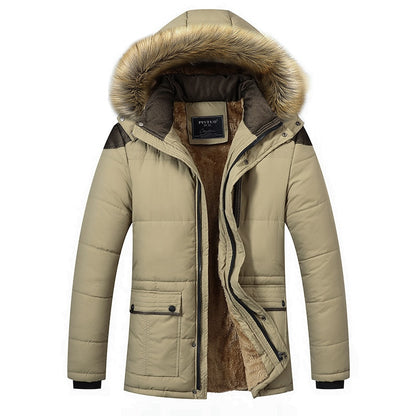 M-5XL Fur Collar Hooded Men Winter Jacket new Fashion Warm Wool Liner Man